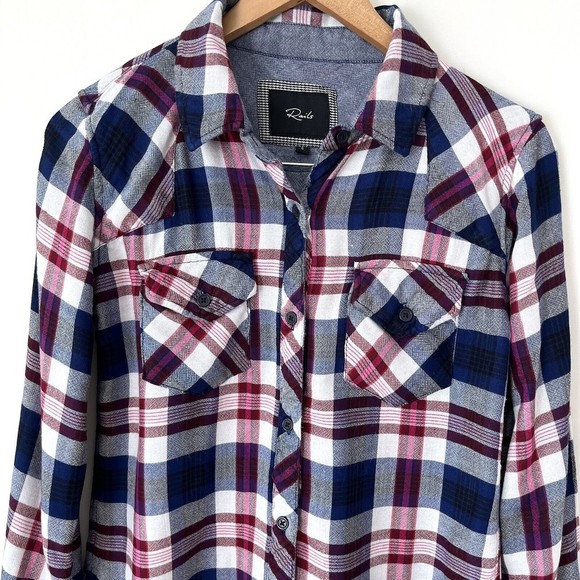 Rails Women Plaid Double Woven Tencel Blend Button Up Shirt Size S - Picture 2 of 10